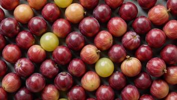 A vibrant texture background showcases scattered grape clusters filling the frame photo