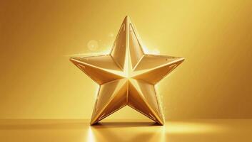 illustration of a glittering golden star with radiant polished edges photo