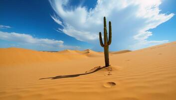 Wideangle view of a midday Mexican desert landscape generated photo
