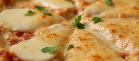 Chicken alfredo pizza topped with garlic sauce photo