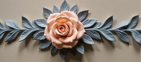 A detailed floralthemed drawing featuring a captivating arrangement of roses in soft shades of gray and peach photo