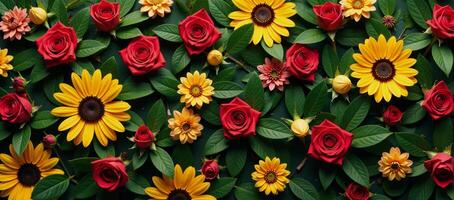 Vibrant enchanted garden filled with colorful foliage photo