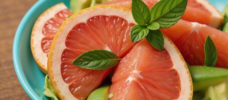 Grapefruit avocado and mint salad photo