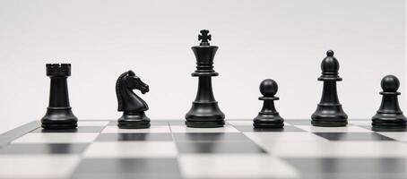 Digital illustration portraying a classic chessboard against a plain white backdrop for a sleek and elegant design photo