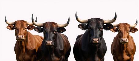 Bulls set against white background photo