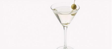 Martini with Olive in Glass Vintage Line Art Isolated Against White Background photo