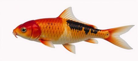 Colorful koi fish presented against a white background photo
