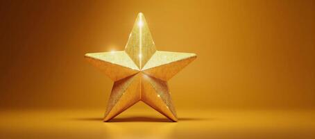 illustration of a glittering golden star with radiant polished edges photo
