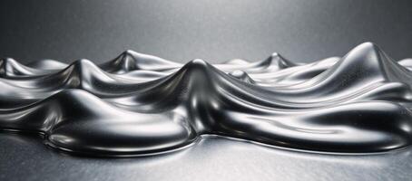 Silver abstract backdrop with flowing metal texture photo