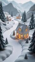 Winter Village crafted from paper featuring snowy scenery with peaceful atmosphere photo