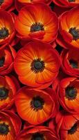 Stylized artwork featuring intricate patterns of elegant redorange anemone flowers Abstract photo