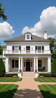 A symmetrical colonialstyle home photo