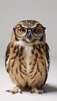 Owl with glasses portrait style isolated image photo