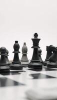 Digital illustration portraying a classic chessboard against a plain white backdrop for a sleek and elegant design photo