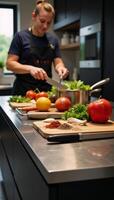 Modern kitchen island setup with culinary tools showcasing cooking knowhow and instructional appeal photo