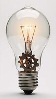 Ideas spurring innovation and progress lightbulb with gearing concepts photo