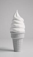 Black White Illustration A White Ice Cream Cone Drizzled with Milk photo