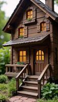 Tiny house featuring stairs and windows photo