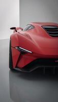 Digital art illustration showcasing a sleek red futuristic sports car photo