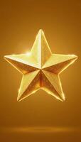 illustration of a glittering golden star with radiant polished edges photo