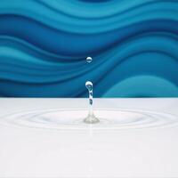 Isolated water droplets against a bluetoned abstract backdrop with hints of a water wave photo