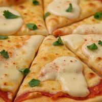 Chicken alfredo pizza topped with garlic sauce photo