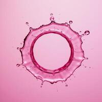A pink circular water splash is displayed in an isolated setting photo