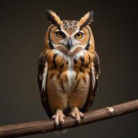 A detailed owl illustration showcases vibrant feather patterns photo