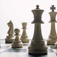 Digital illustration portraying a classic chessboard against a plain white backdrop for a sleek and elegant design photo
