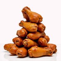 Chicken wings piled high on a white background photo