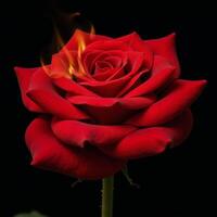A fieryred rose symbolizing passion and romance photo