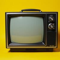 Old television on yellow background photo