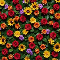 Vibrant enchanted garden filled with colorful foliage photo