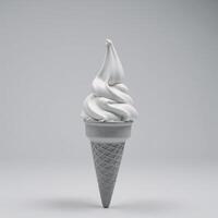 Black White Illustration A White Ice Cream Cone Drizzled with Milk photo