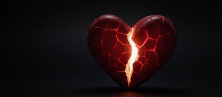A striking crackedheart image radiating warmth on a dark backdrop the contrast evokes depth and emotion photo