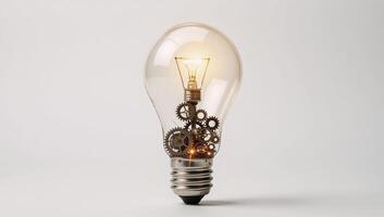Ideas spurring innovation and progress lightbulb with gearing concepts photo