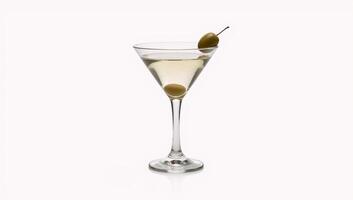 Martini with Olive in Glass Vintage Line Art Isolated Against White Background photo