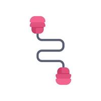 Pink earplugs with cord connecting them for noise protection vector