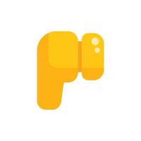Yellow wireless earphone connecting wirelessly with smartphone vector