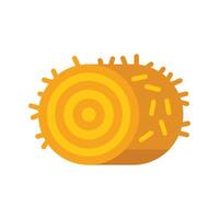 Round hay bale lying on the ground with visible concentric circles from side view vector