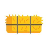 Rectangular hay bale tied with ropes for animal feed vector