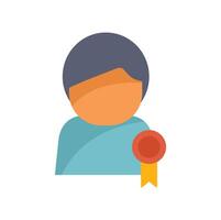 Person with award ribbon showing recognition for achievement vector