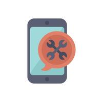 Smartphone showing tools in speech bubble for online technical support vector