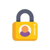 Yellow padlock protecting user profile with information symbol vector
