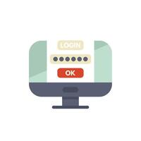 Desktop computer displaying login screen with password requesting user authentication vector