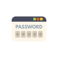Web browser window showing password entering form vector