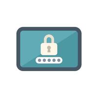 Login screen showing password protection with padlock symbol and input field on computer monitor vector