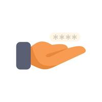 Hand holding password with asterisks for security and privacy vector