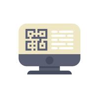 Desktop computer displaying qr code for online access and information vector