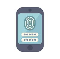 Smartphone displaying fingerprint scanner and password login screen vector